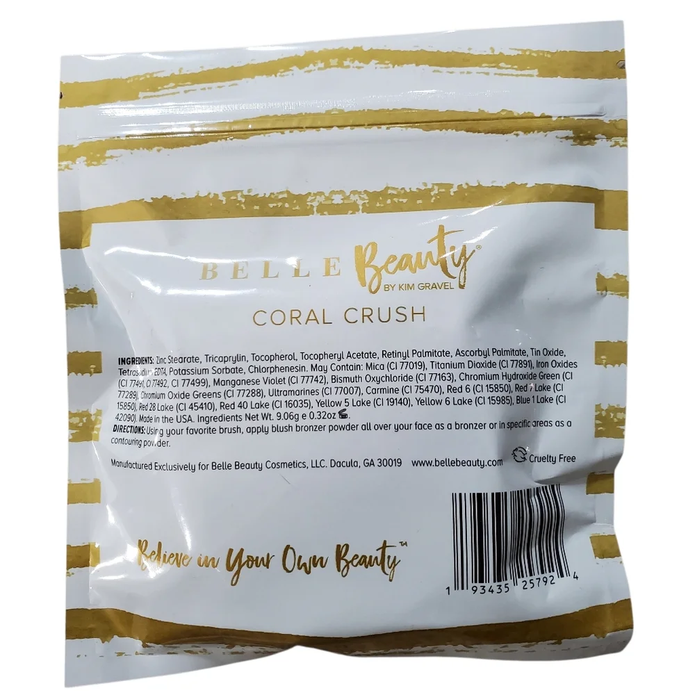 Belle Beauty Kim Graver Bronzer Highlighter In Coral Crush W/ Kim's Powder Brush